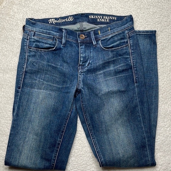 Madewell Skinny Skinny Ankle Jeans Zipper Dark Wash Bottom Size 24 x 28 - Picture 5 of 11